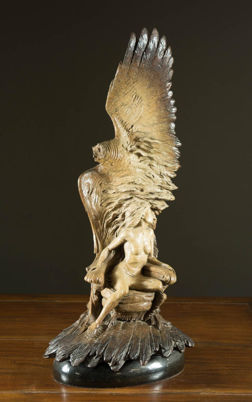 MARTIN EICHINGER BRONZE SCULPTURE, WOMAN AND OWL sold by O'Gallerie, lot 117 — auction record photograph