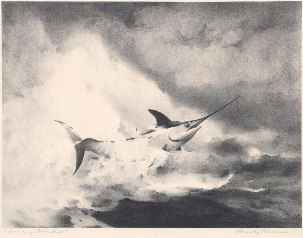 William Goadby Lawrence comparable auction result: william goadby lawrence american 1913 2002 breaching broadbill lithograph