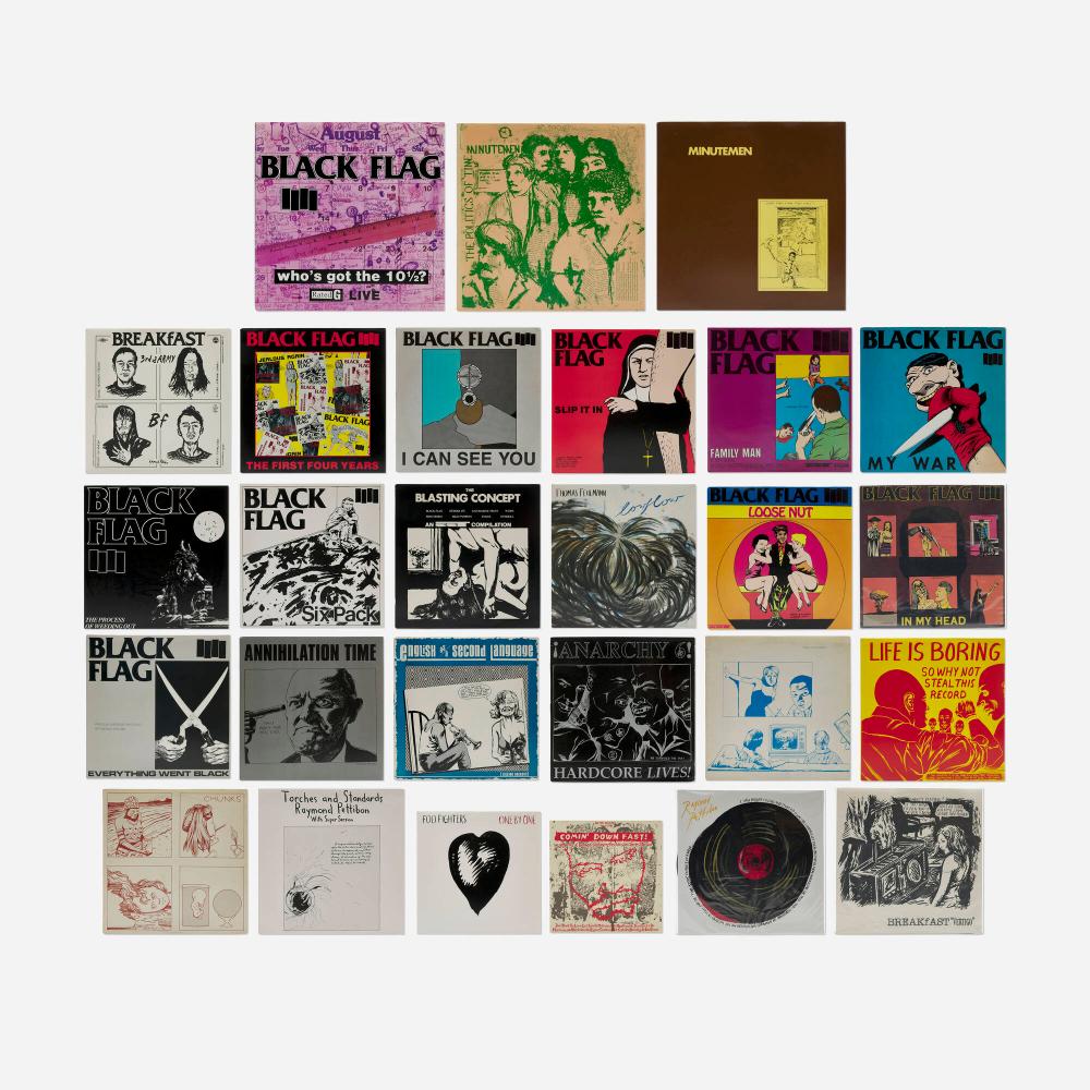 Raymond Pettibon, Collection of twenty-seven LPs sold by Los Angeles Modern Auctions, lot 225 — auction record photograph