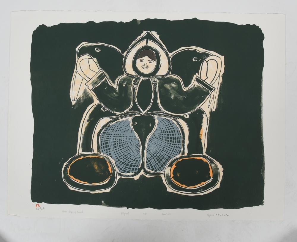 Mayureak Ashoona comparable auction result: mayoreak ashoona b 1946 lithograph woman sings of animals maybelot