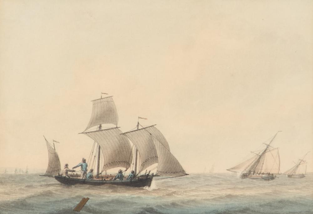 Samuel (1760) Atkins comparable auction result: samuel atkins fl 1787 1808 seascape with sailing vessels