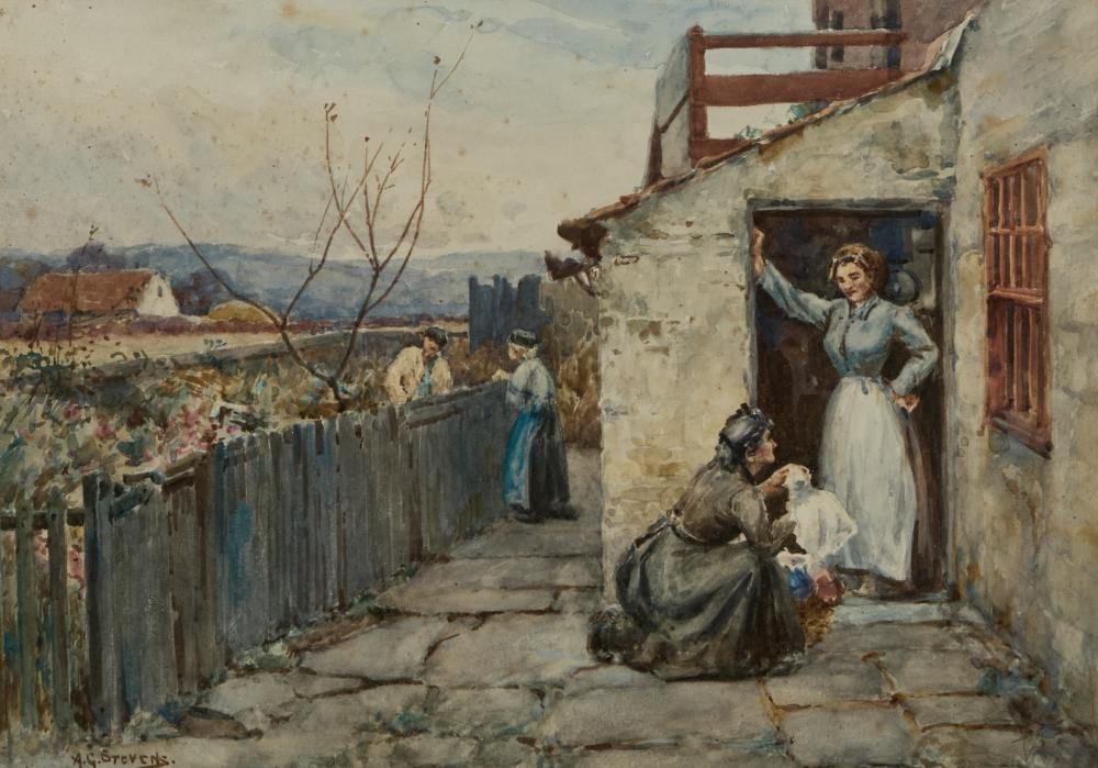 Albert George Stevens comparable auction result: albert george stevens 1863 1927 country cottage scene