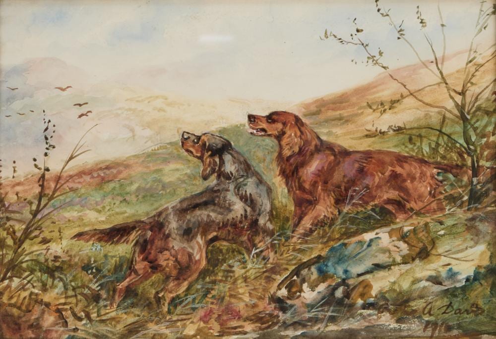 Arthur Alfred Davis comparable auction result: arthur alfred davis 1859 1913 setters and spaniels on the hunt a pair
