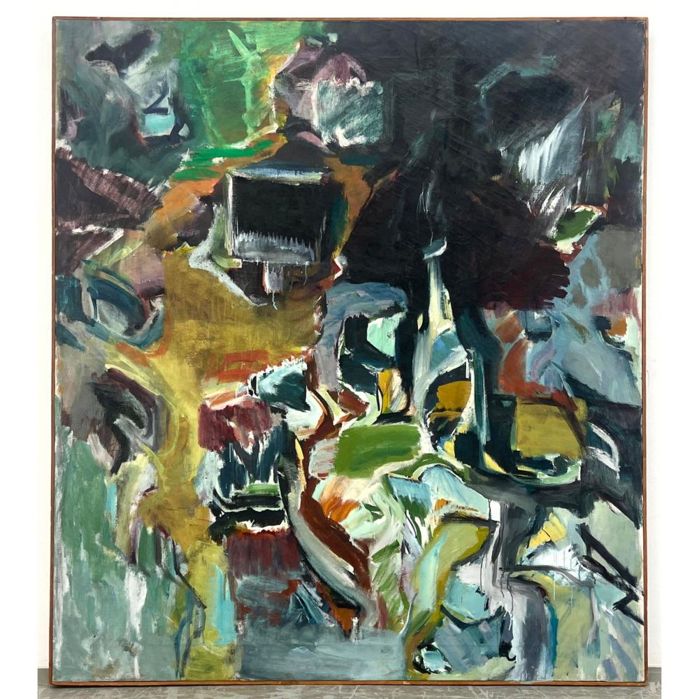 LARGE ROBERT RANIERI MODERNIST PAINTING ON CANVAS. ABSTRACT MODERN. UNSIGNED. sold by Uniques & Antiques, lot 1233 — auction record photograph