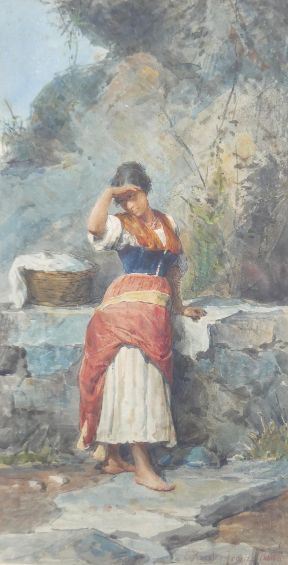 Ettore Roesler Franz comparable auction result: ettore roesler franz 1845 1907 the young washerwoman watercolour signed lower right 32 x 17cm