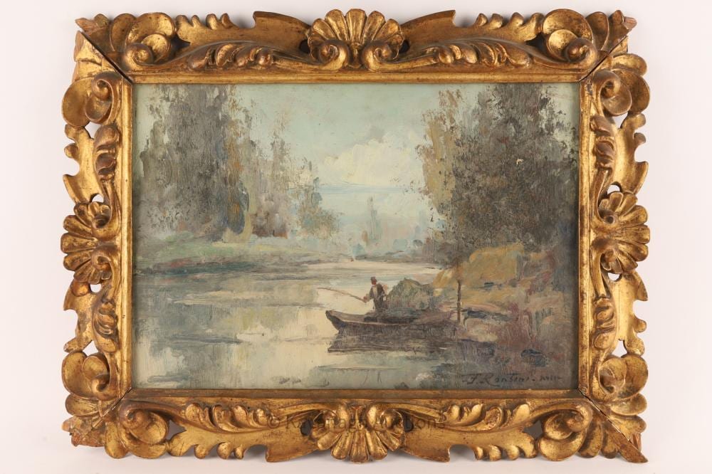 Ferruccio Rontini comparable auction result: ferruccio rontini 1893 1964 river fishing scene
