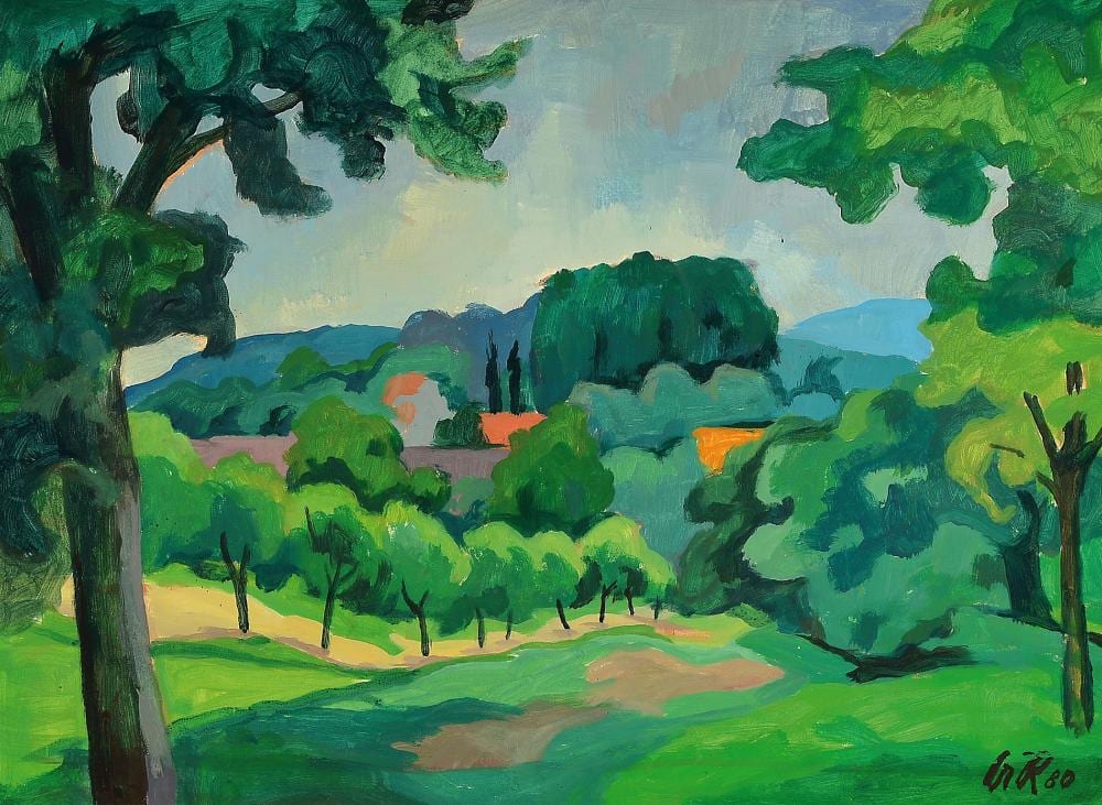 Albert (1834) Rieger comparable auction result: albert rieger 1914 1992 landscape gouache on paper
