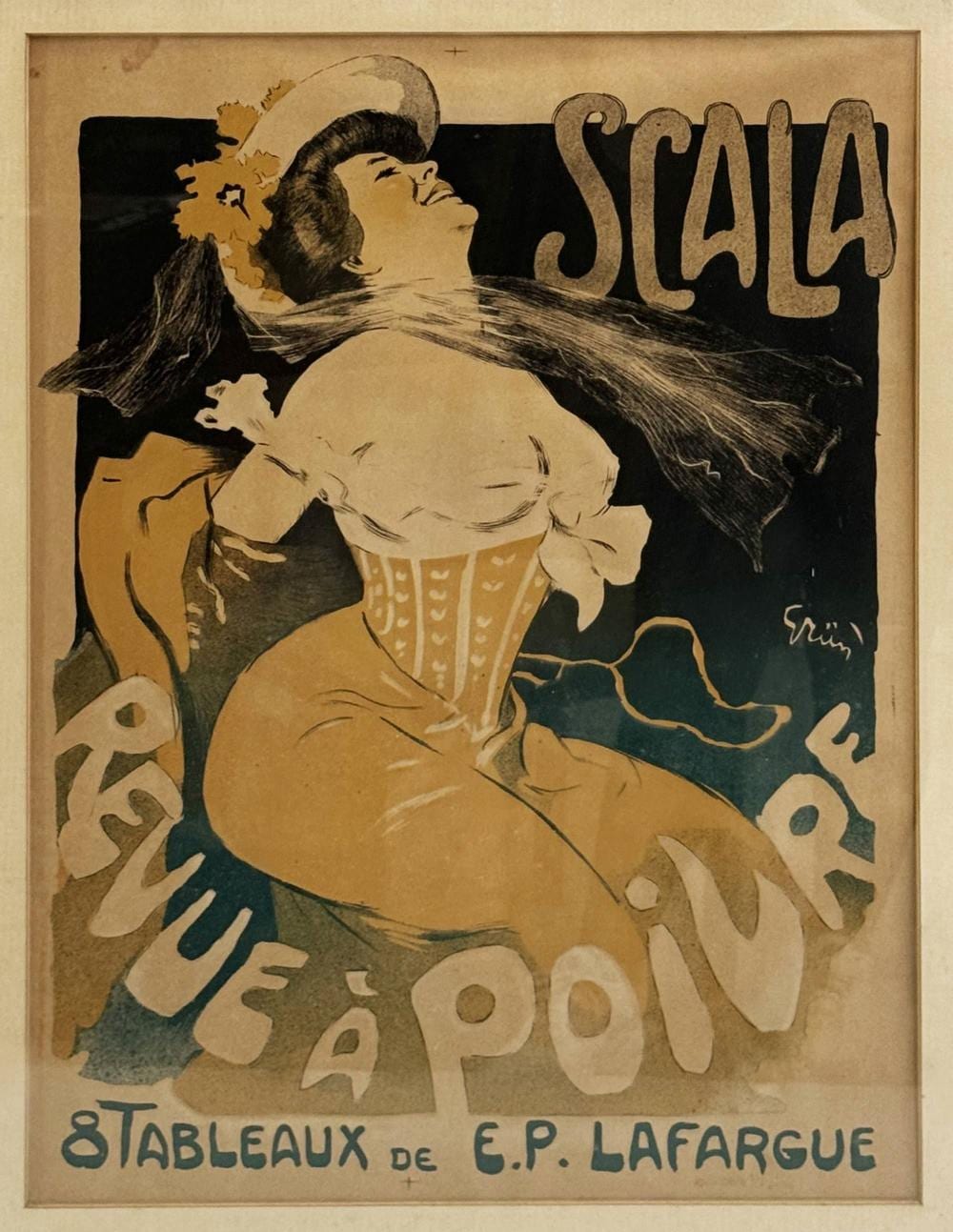 Jules Alexandre Grün comparable auction result: jules alexandre gr n franz sisch 1868 1934 la scala revue a poivre 1903 plakat lichtma 60 x 42 cm rahmen 75 x 59 cm altersbedingter zustand fleckig