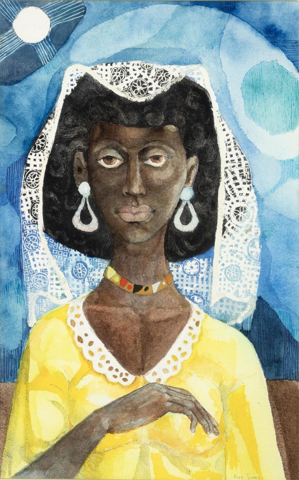 Frederick D. Jones comparable auction result: frederick d jones jr 1914 2004 woman in a yellow dress