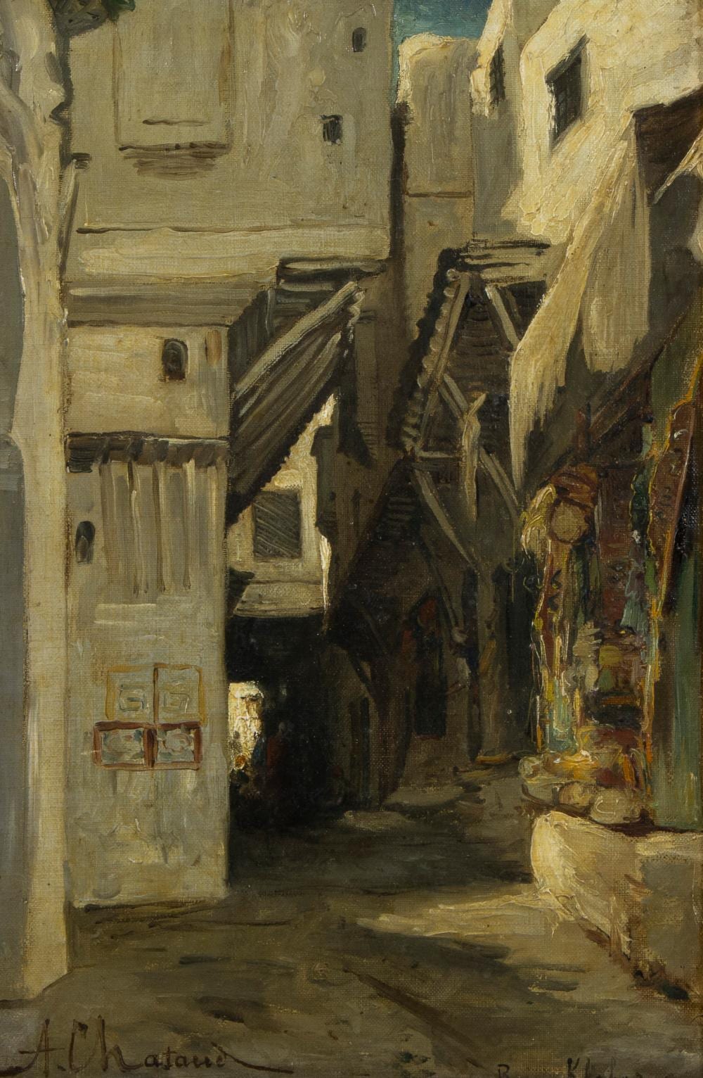 Marc Alfred Chataud comparable auction result: alfred chataud 1833 1908 oil on panel orientalist painting rue kleber in algiers signed