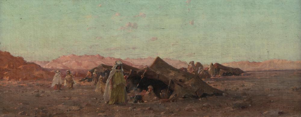 Eugène (1828) Deshayes comparable auction result: eug ne deshayes 1862 1939 oil on panel orientalist painting rest scene in algeria signed