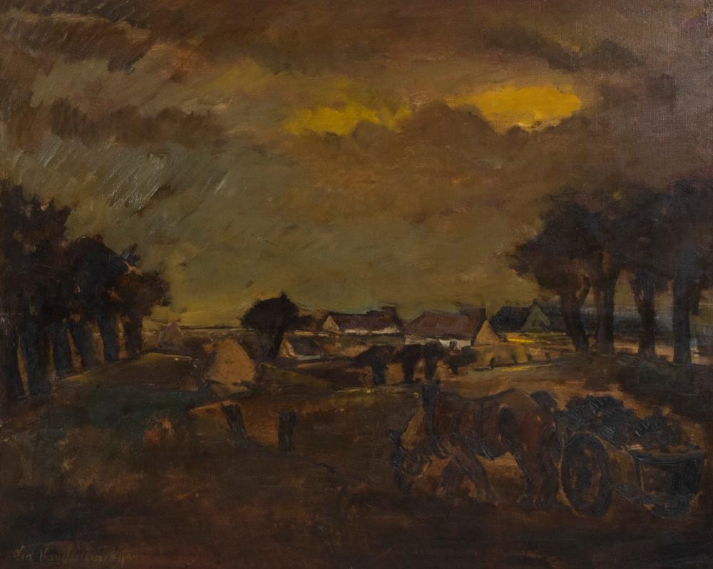 Lea Vanderstraeten comparable auction result: lea vanderstraeten 1929 oil on canvas landscape with farm signed