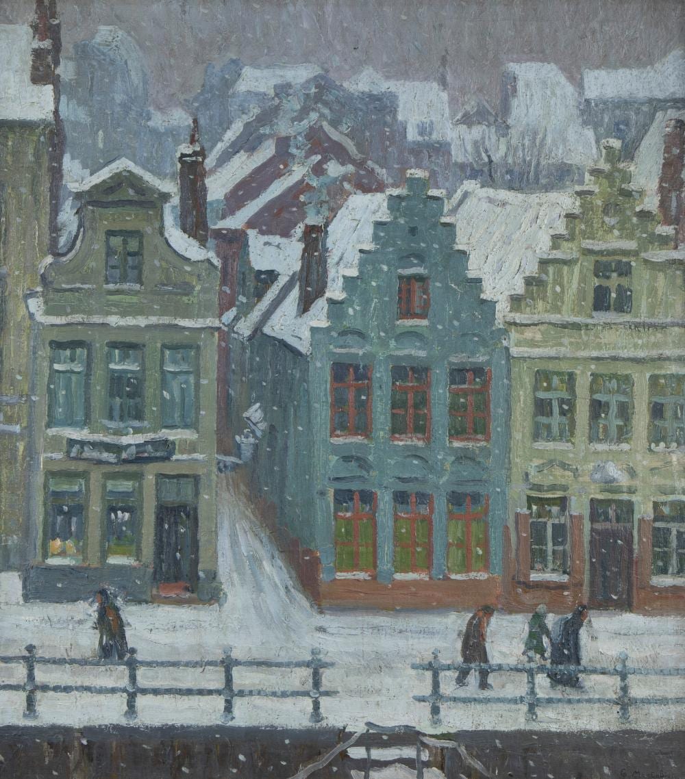 Guillaume Montobio comparable auction result: guillaume montobio 1883 1962 oil on canvas the predikherenlei in ghent signed and dated 1926