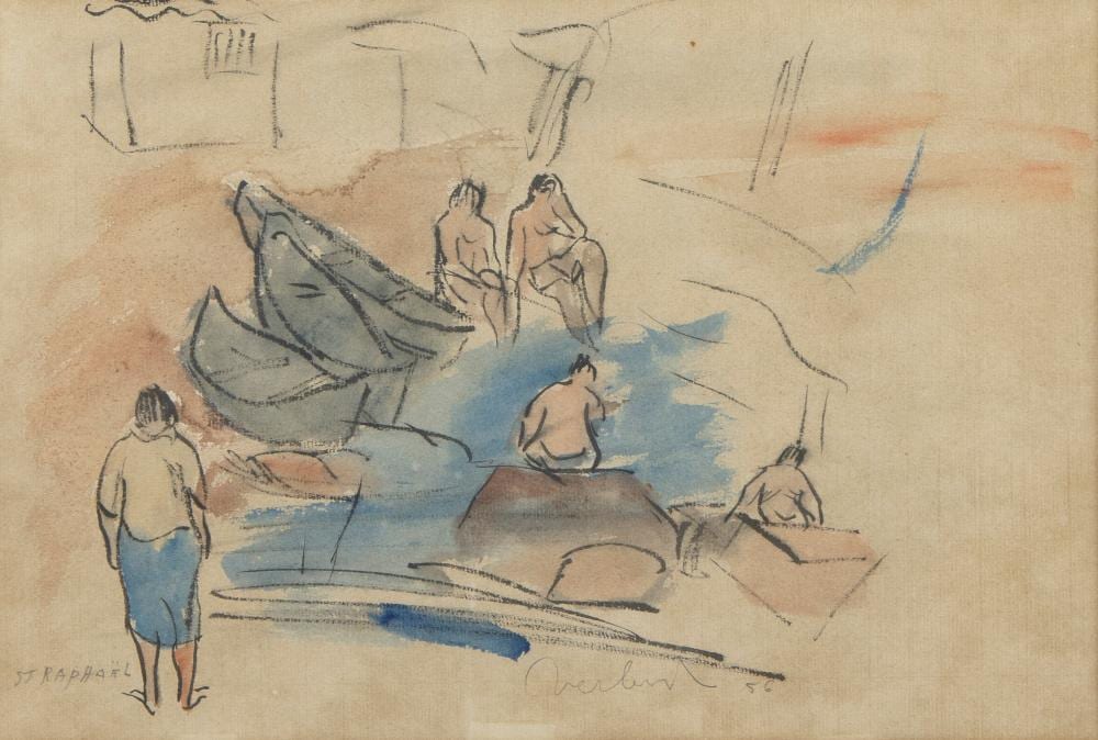 Maurits Verbist comparable auction result: maurice verbist 1913 1984 watercolor st raphael signed and dated 56