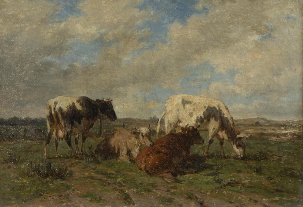 André Plumot comparable auction result: andr plumot 1829 1906 oil on canvas meadow with cows signed