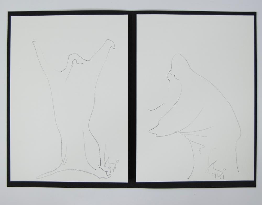 Albert Szukalski comparable auction result: albert szukalski 1945 2000 2 original drawings omne ignotum pro magnifico signed and dated 94