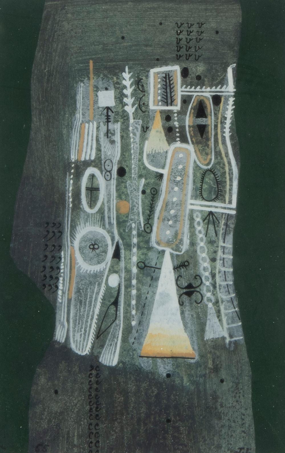 Jacques Lacomblez comparable auction result: jacques lacomblez 1934 mixed media in the forest signed and dated 1955