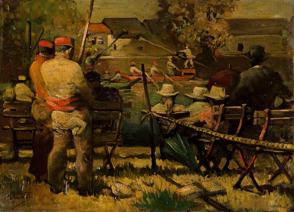 Albert Alexander Smith comparable auction result: albert alexander smith 1896 1940 water sports a sunday game in courbevoie france