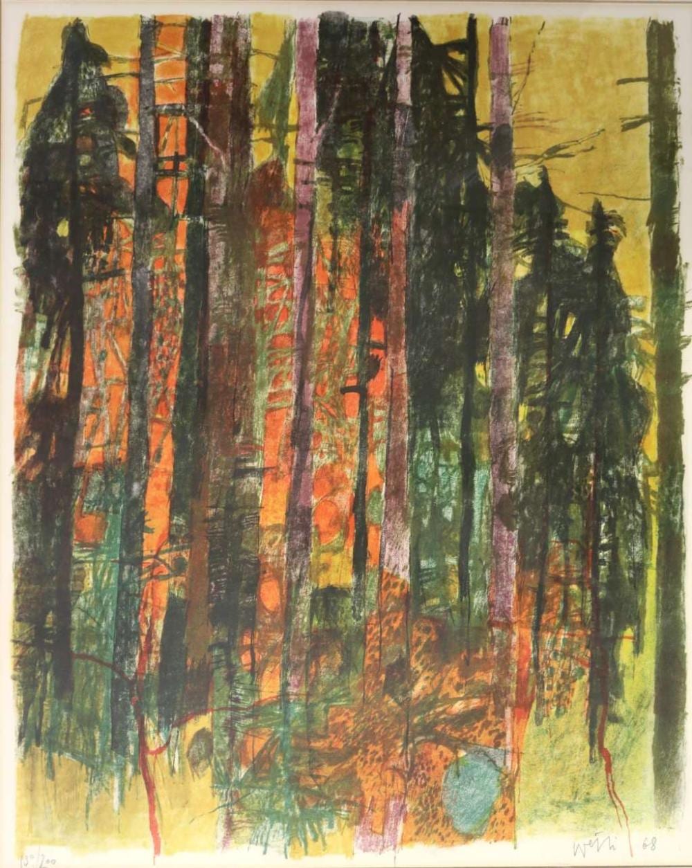 Hugo Wetli comparable auction result: hugo wetli 1916 1972 sommerwald 68 serigraphie ed 130 200 ca 80 x 65 cm signiert datiert