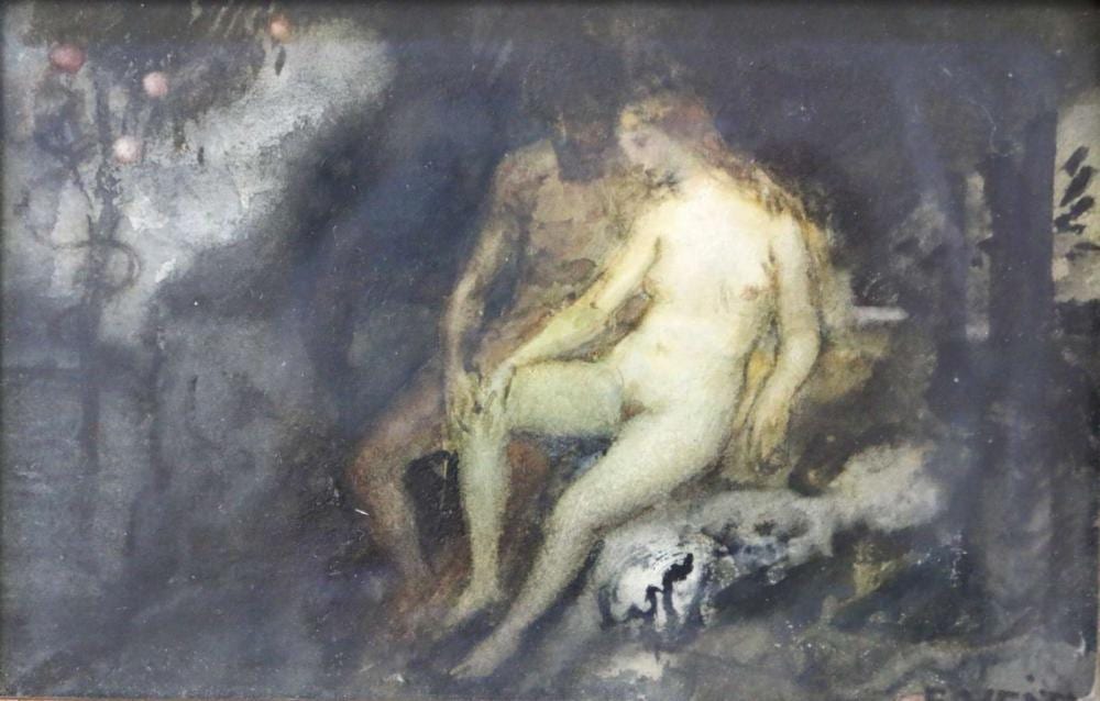 Eduard Veith comparable auction result: eduard veith 1856 1925 wohl adam und eva im garten eden aquarell