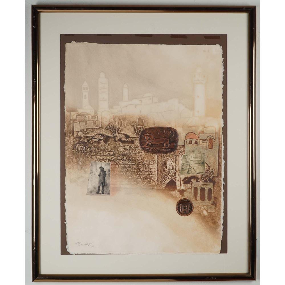 Mikulas Kravjansky comparable auction result: mikulas kravjansky mixed media print jerusalem city of gold iii signed