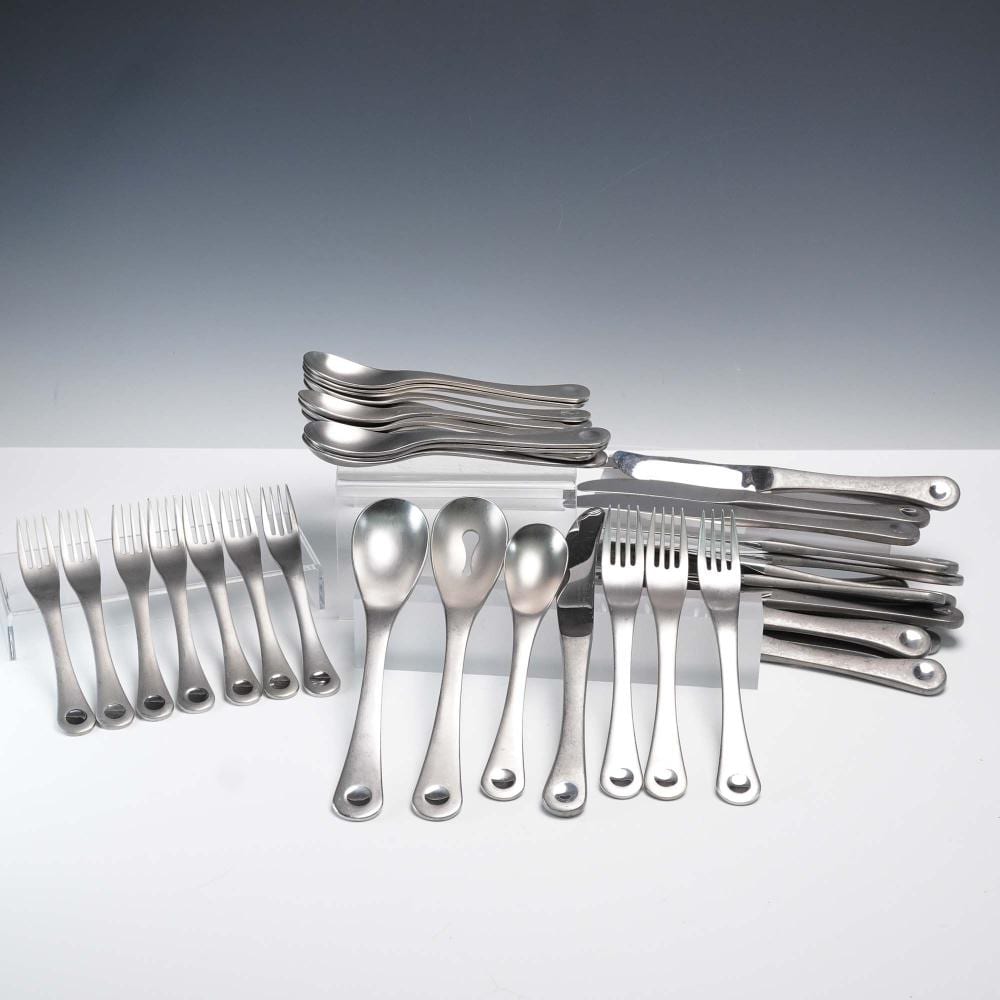 William Welch comparable auction result: 42pc robert welch stainless flatware design by william welch