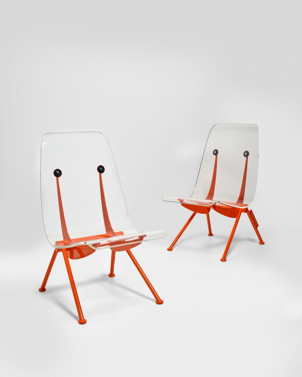 Virgil Abloh comparable auction result: virgil abloh 1980 2021 pair of antony chairs2019for vitra painted steel acrylicheight 34 1 2in 87 7cm width 19 3 4in 50cm depth 26 2 5in 67cm