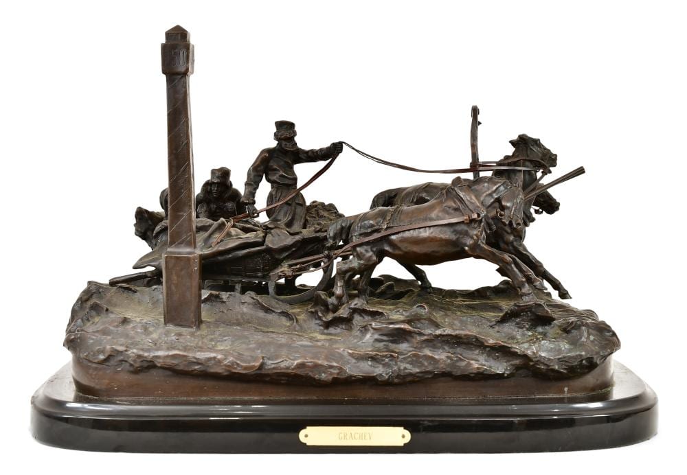 Vasily Grachev comparable auction result: vasily grachev russian 1831 1905 the milepost troika