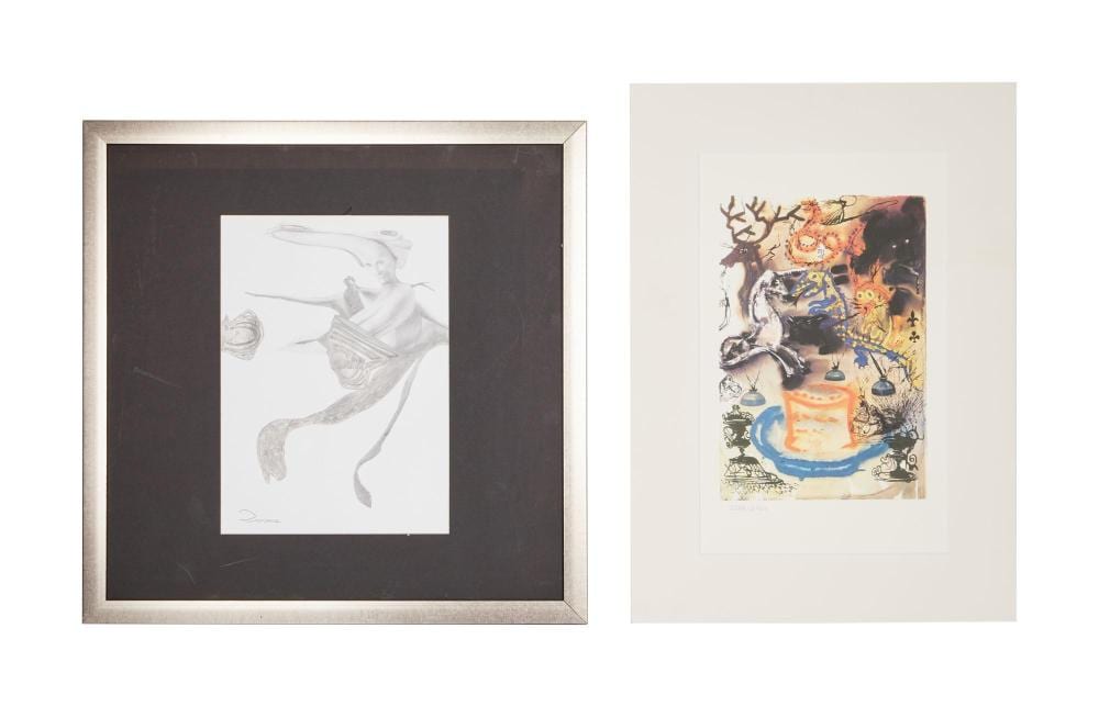 David Lynch | Salvador Dali Print and Romanoz Signed Drawing sold by Julien's Auctions, lot 320 — auction record photograph