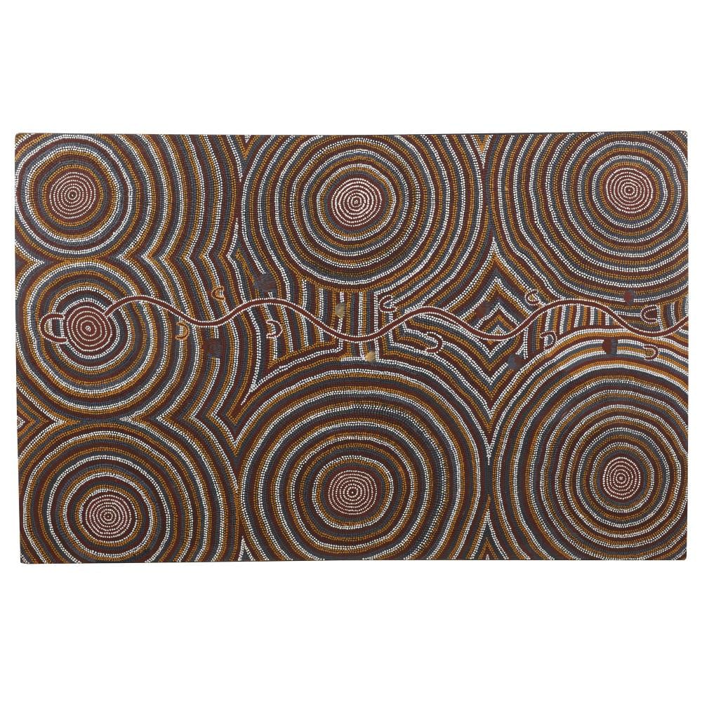 Dinny Tjampitjinpa Nolan comparable auction result: dinny nolan tjampitjinpa born c 1944 language group anmatyerr fire dreaming at warlukurlandgu synthetic polymer paint on canvas