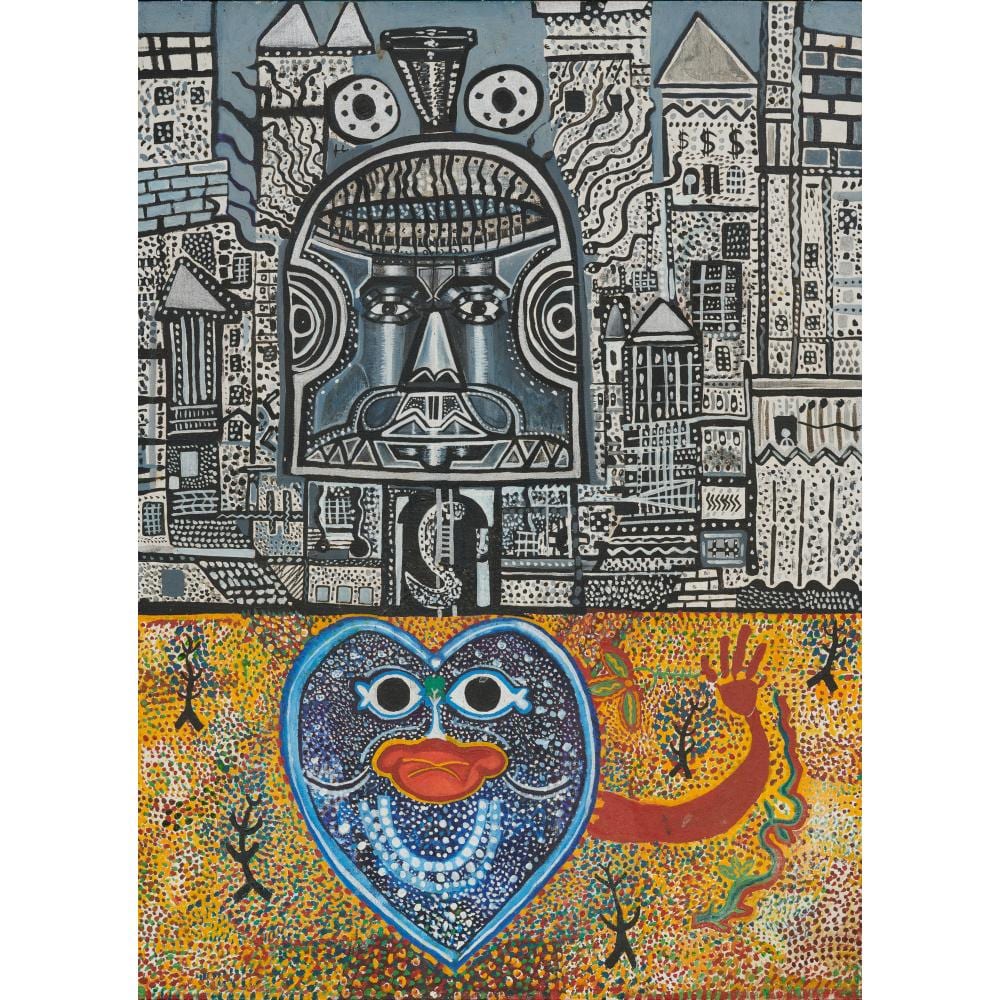 Trevor Nickolls comparable auction result: trevor nickolls born 1949 untitled synthetic polymer paint on canvas 76 x 56cm