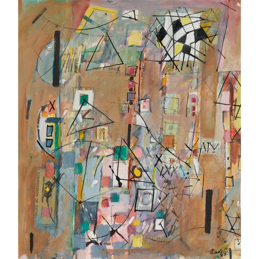 yvonne audette born 1930 study in geometry 1982 ink gouache and collage on paper 28 x 22 5cm · Leonard Joel · 2025-06-24 Yvonne Audette comparable auction result: yvonne audette born 1930 study in geometry 1982 ink gouache and collage on paper 28 x 22 5cm