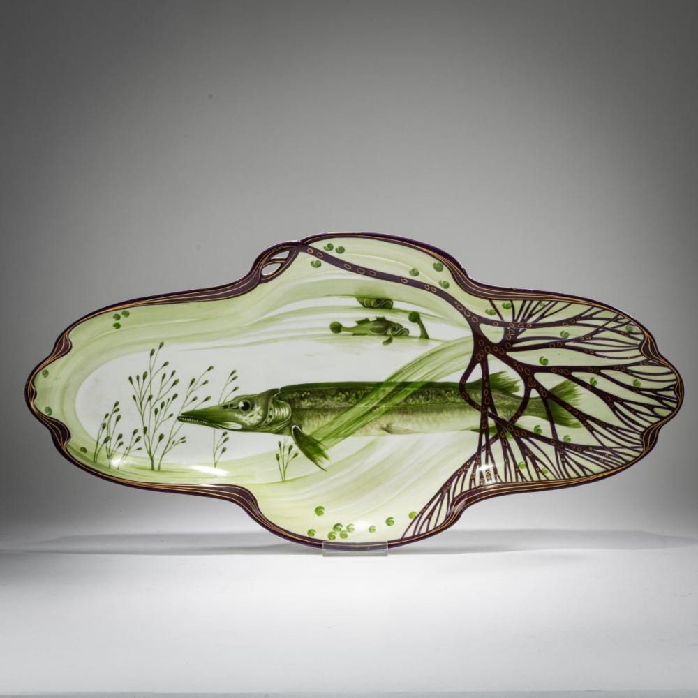 Hermann Gradl comparable auction result: hermann gradl two serving platters from the modern fish service 1899 1900