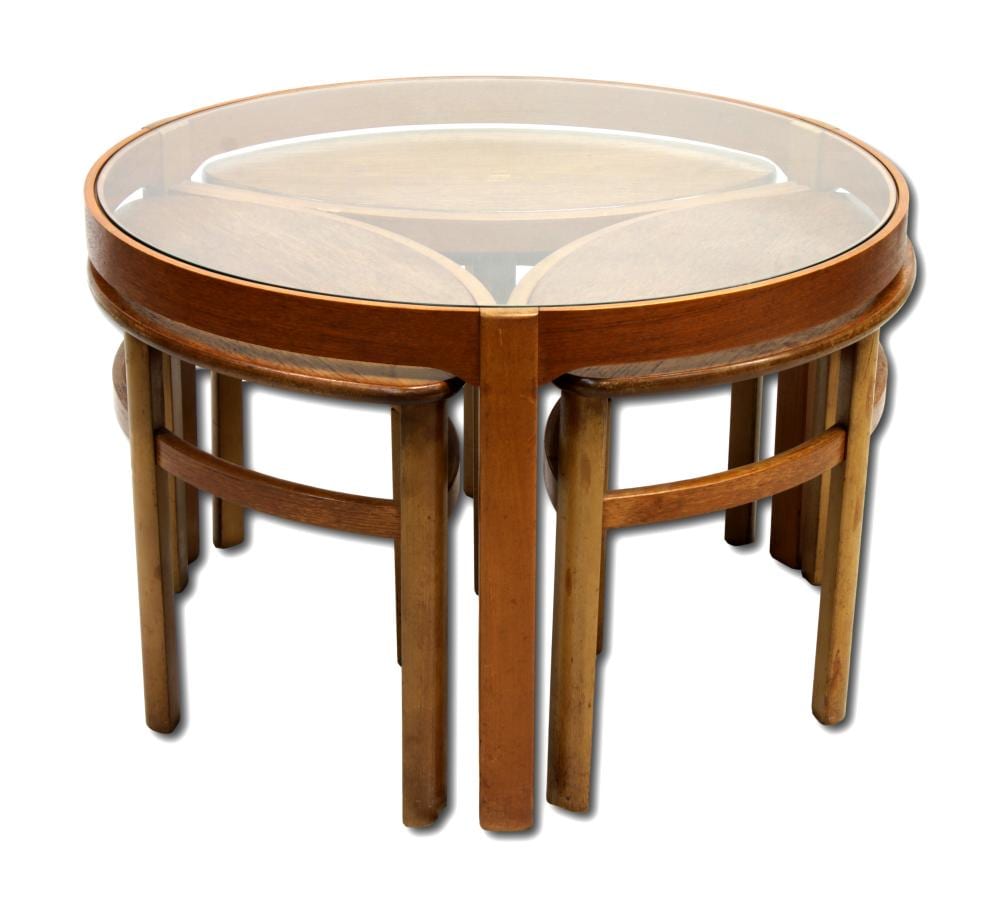 Nathaniel (Baronet) Dance comparable auction result: nathan circles pattern trinity nest a 1960 s retro vintage teak wood and glass topped centre coffee table