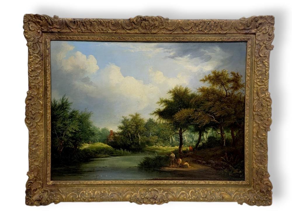 Edward Charles Williams comparable auction result: edward charles williams young anglers oil painting