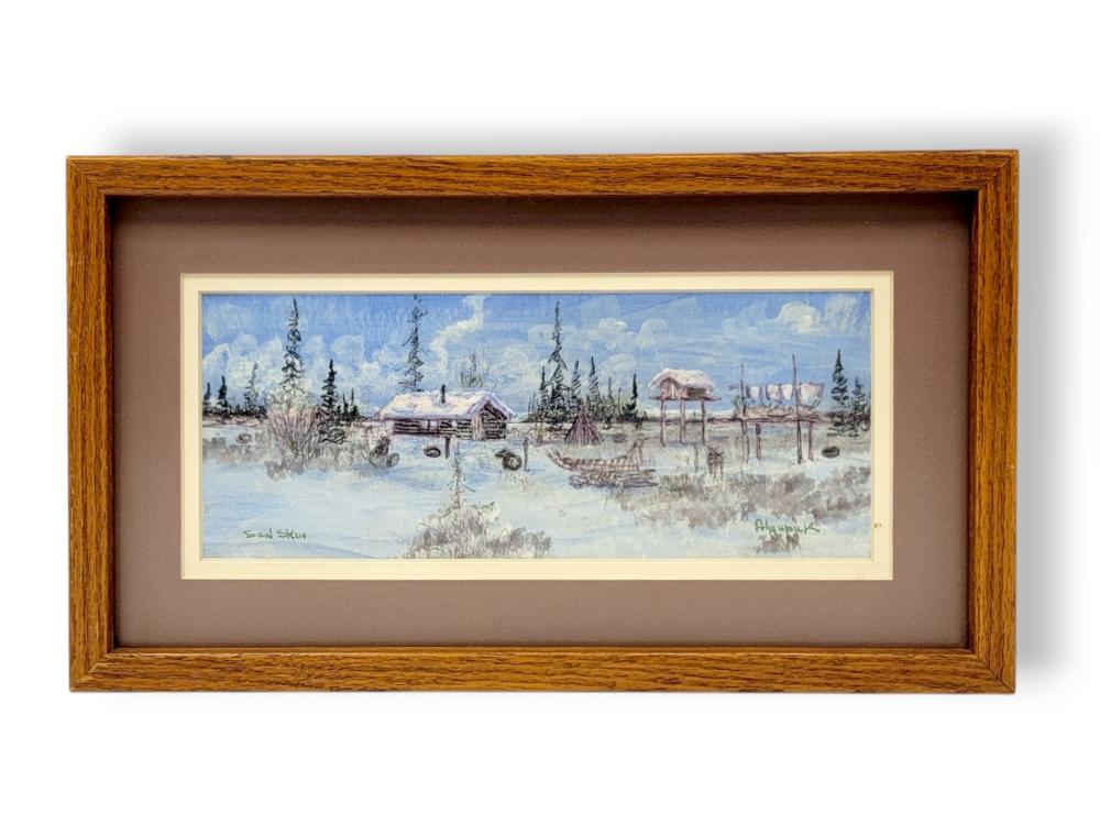 George Ahgupuk comparable auction result: george ahgupuk original seal skin painting