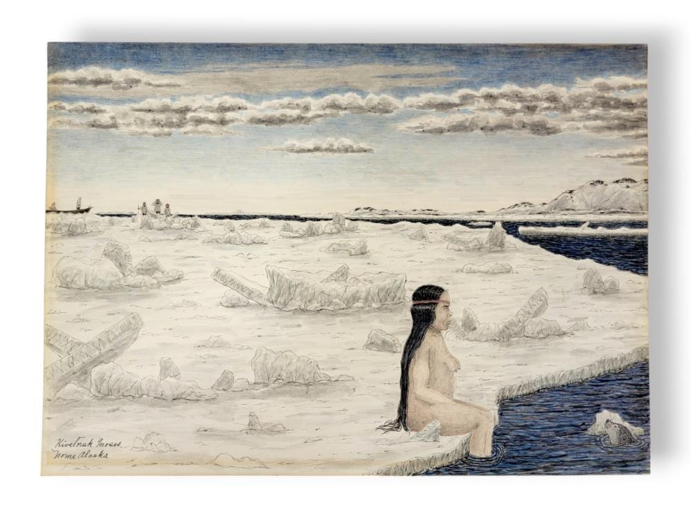 James Kivetoruk Moses comparable auction result: james kivetoruk moses vision of an arctic mermaid original watercolor