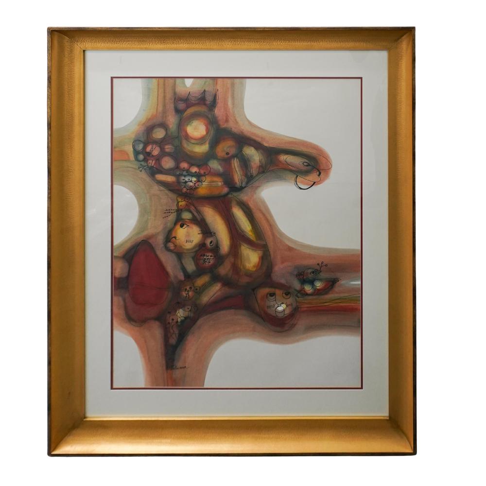 Hargreaves Ntukwana (1938-1999, South African) Signed Mixed Media Artwork sold by Akiba Galleries, lot 403 — auction record photograph