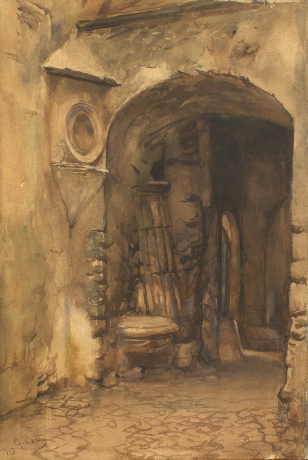 Giuseppe Carosi comparable auction result: giuseppe carosi roma 1883 1965 un cortile 1913