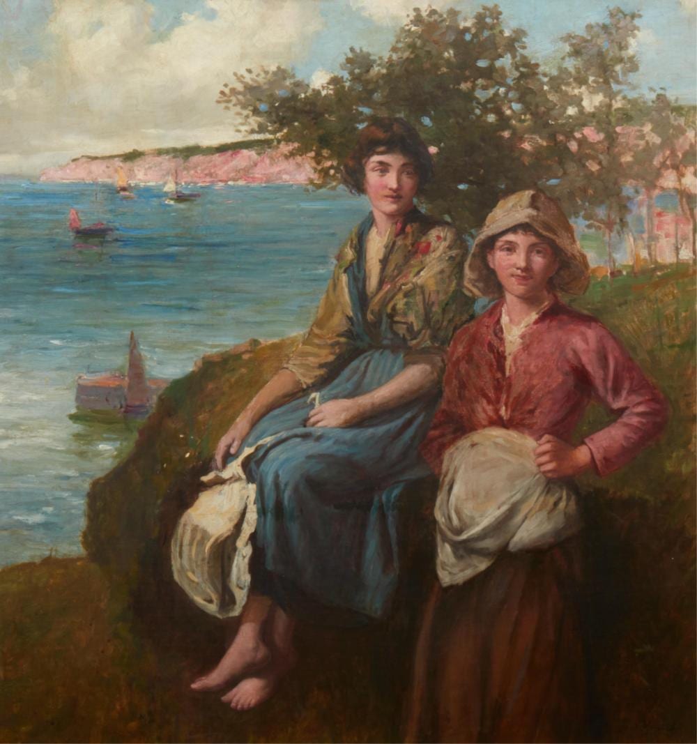 Frederick Morgan comparable auction result: frederick morgan british 1847 1927 on the cliffs oil on canvas 36 x 33 1 2in 90 x 84cm