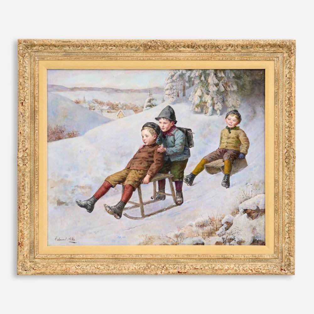 edmund adler children sledding oil on canvas · Circle Auction · 2025-06-21 Edmund Adler comparable auction result: edmund adler children sledding oil on canvas