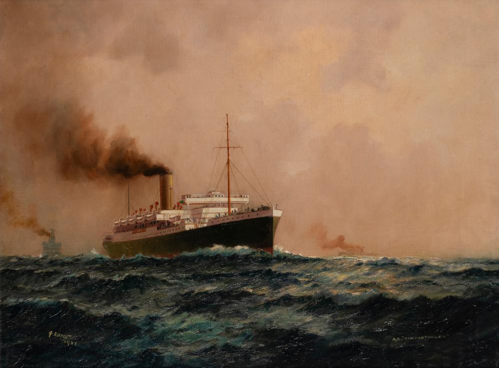 John Charles Allcott comparable auction result: john allcot 1888 1973 s s thenistocles 1921 trip ship convoy