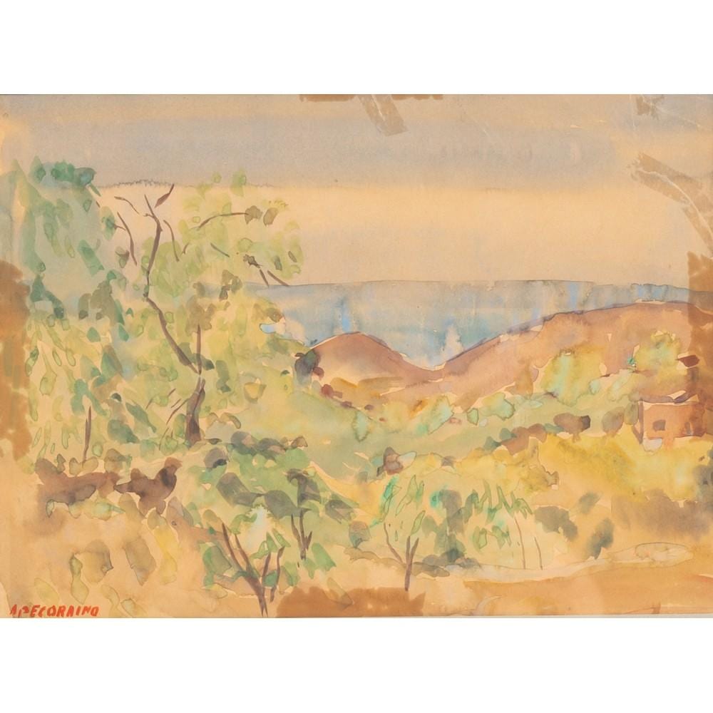 Aldo Pecoraino comparable auction result: aldo pecoraino paesaggio acquarello su carta