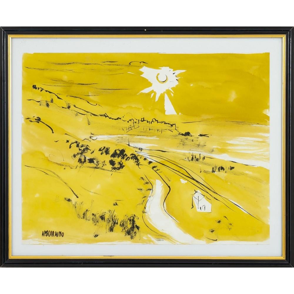 Aldo Pecoraino comparable auction result: aldo pecoraino paesaggio tecnica mista su carta