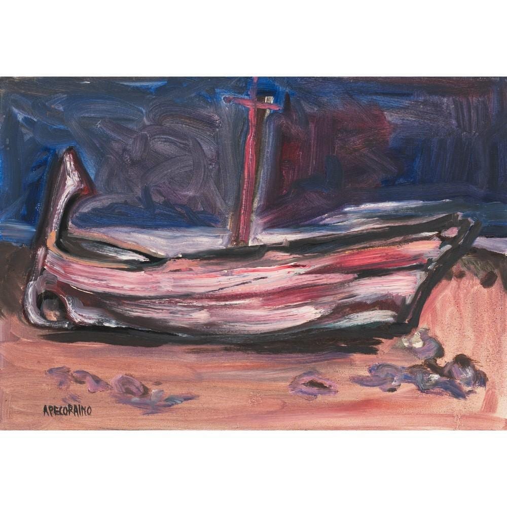 Aldo Pecoraino comparable auction result: aldo pecoraino barca a secco olio su tela
