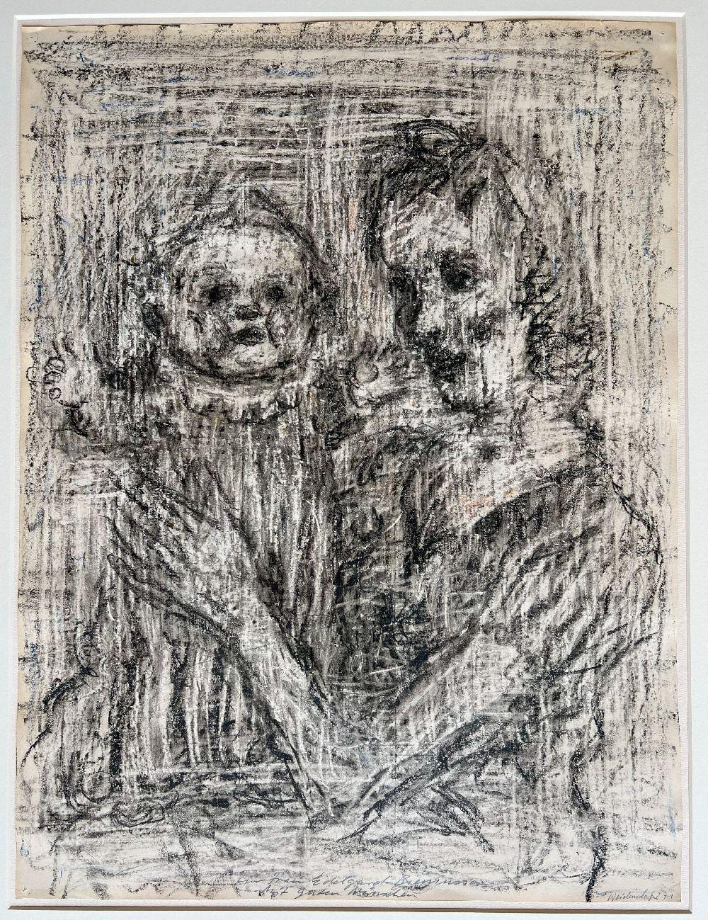 Claus Weidensdorfer comparable auction result: claus weidensdorfer 1931 2020 mutter und kind kreide und buntstift zeichnung