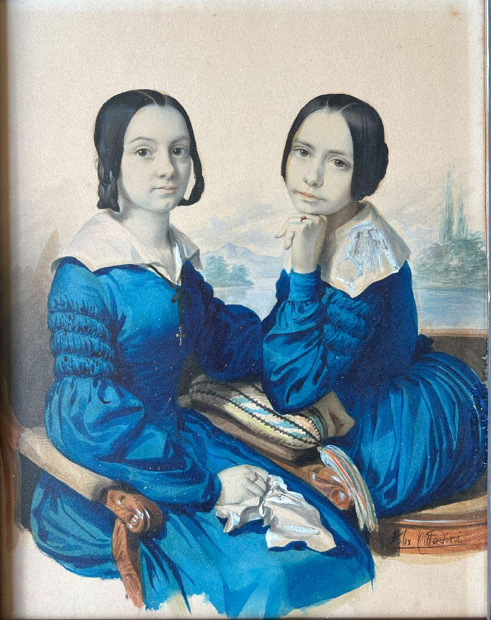 Alessandro Cittadini comparable auction result: alessandro cittadini 1820 1877 biedermeier portrait von zwei schwestern in bl