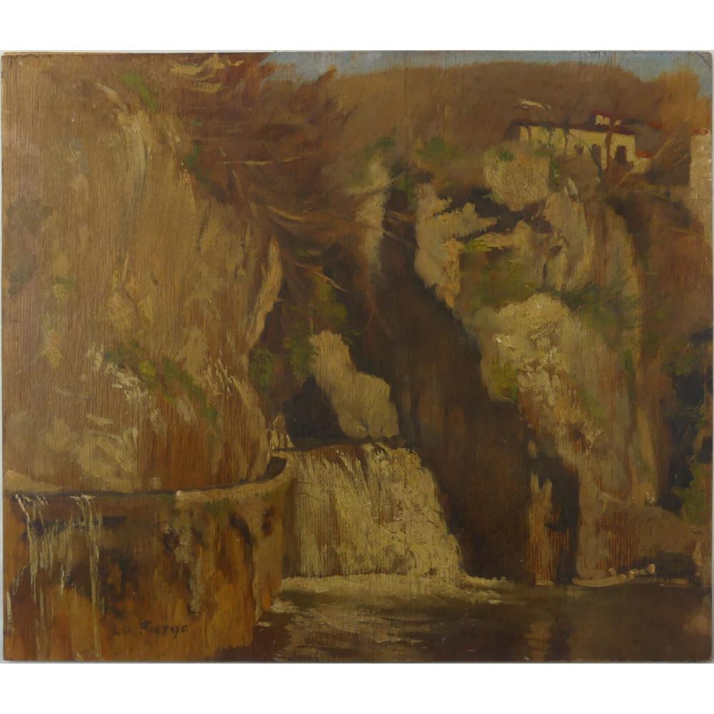 John LaFarge comparable auction result: john la farge landscape oil painting on panel
