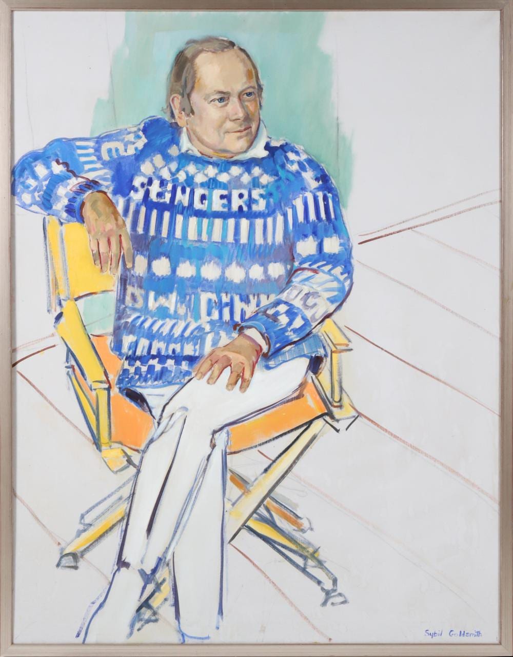 Sybil Goldsmith comparable auction result: sybil goldsmith oil on canvas portrait of bobby bushong
