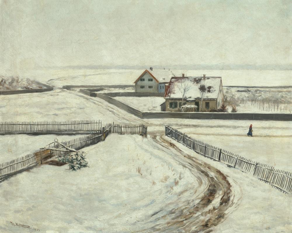 theodor kittelsen krager 1857 1914 jeloya houses in a winter landscape · Christie's · 2025-07-02 Theodor Kittelsen comparable auction result: theodor kittelsen krager 1857 1914 jeloya houses in a winter landscape